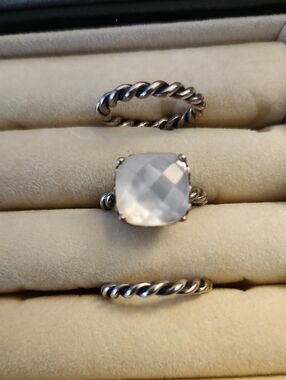 Pandora Sterling Silver /Mother Of Pearl Stackable Ring Set